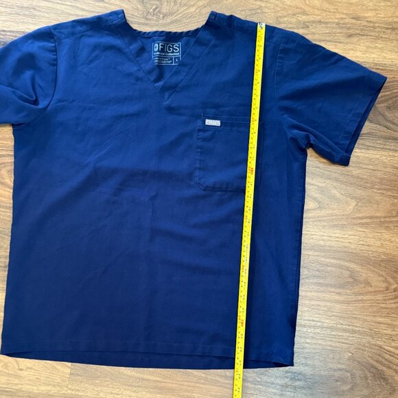 Figs V-Neck Scrub Top Mens Large Navy Medical Uniform Work Shirt - Picture 3 of 5